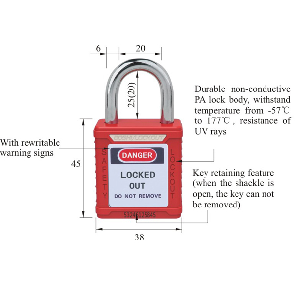 Kurzes Bügel Vorhängeschloss mit Stahlbügel 20 mm - Görsel 2