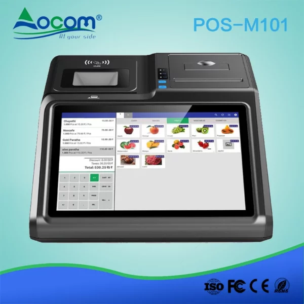 10,1 Zoll Windows 10 Pro System Touchscreen POS Terminal mit 80mm Drucker, LCD-Display MSR RFID 2D Scanner Batterie Optionen