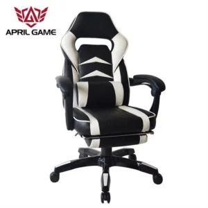 April Spiel Schwarz-Weiß Gaming Stuhl Mit Fußstütze