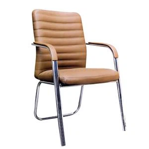 Elegante Braune Leder Büromöbel Ohne Rollen Fester Stuhl