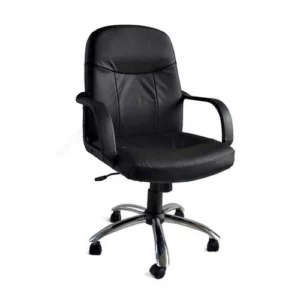 Neuer Schwarzer Leder Executive Home Office Stuhl Mit Chrom