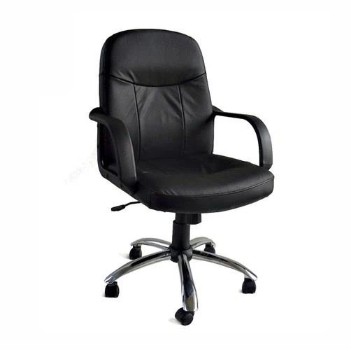 Neuer Schwarzer Leder Executive Home Office Stuhl Mit Chrom