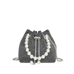Glänzende Kristall Kleine Eimer Taschen Frauen Designer Mode Diamanten Kette Umhängetasche Dame Abendgesellschaft Clutch String Handtaschen