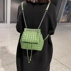 2023 Neuheiten Hohe Qualität PU Leder Gesteppte Kette Weibliche Damen Berühmte Marke Luxus Handtaschen Rucksäcke Damen Tragetaschen - Görsel 4