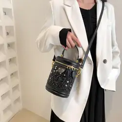 Weibliche Hohe Qualität Pailletten Leder Crossbody Berühmte Marke Luxus Die Eimer Taschen Frauen Handtaschen Damen Geldbörsen Und Handtaschen 2023 - Görsel 3
