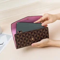 2022 lange Geldbörse weibliche Version Multi-Karten-Position Presbyopie dreifach gefaltete Multifunktions-Geldbörse lange Geldbörse - Görsel 4