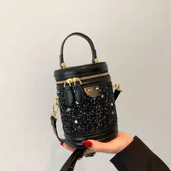 Weibliche Hohe Qualität Pailletten Leder Crossbody Berühmte Marke Luxus Die Eimer Taschen Frauen Handtaschen Damen Geldbörsen Und Handtaschen 2023 - Görsel 4