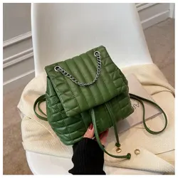 2023 Neuheiten Hohe Qualität PU Leder Gesteppte Kette Weibliche Damen Berühmte Marke Luxus Handtaschen Rucksäcke Damen Tragetaschen - Görsel 3