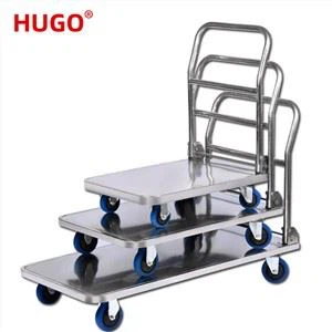 Edelstahl-Flachbett-Trolley-Träger faltbarer Mute-Handwagen