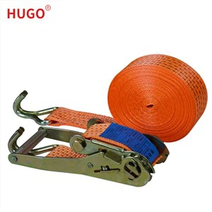 Orangefarbener Ratschengurt aus Polyester mit flachem Haken